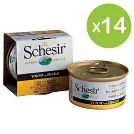 Schesir 全天然貓罐頭-吞拿魚蟹肉飯 85g X 14罐