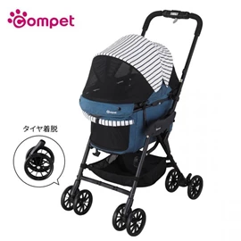 Compet milimili EG Long D 中型宠物车-蓝色间条