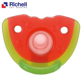 日本Richell 全矽膠安撫奶嘴連收納盒(3個月以上)-西瓜