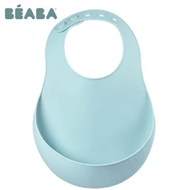 法国BEABA 柔软矽胶围兜-蓝绿色