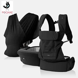 韓國Pognae Max 萬能四合一透氣嬰兒揹帶-黑色