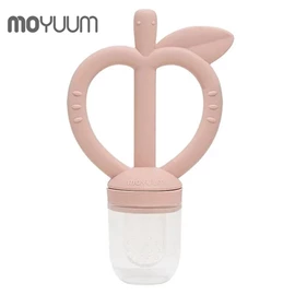 韓國Moyuum 白金矽膠牙膠及水果咬咬棒-蘋果型 蜜桃粉