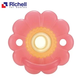 日本Richell 全矽膠安撫奶嘴連收納盒(0個月以上)-花朵