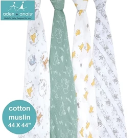美國Aden+Anais 嬰兒包巾(棉紗布)–44"X44" 4條裝 迪士尼 Winnie+Friends