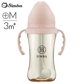 台灣小獅王 Simba 蘊蜜鉑金PPSU寬口奶瓶(連吸管把手)-270ml 栗粉