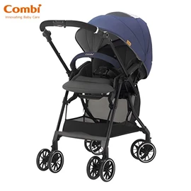 日本Combi Sugocal Alpha Compact 全自動四輪轉向嬰兒手推車/ 深藍