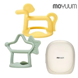 韓國Moyuum 白金矽膠手環式牙膠(連收納盒)-黃小馬+綠星型