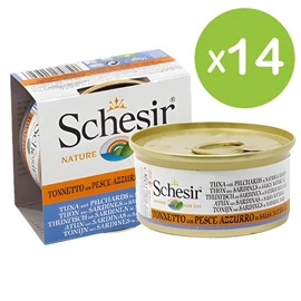 Schesir 无谷物猫罐头-吞拿沙丁鱼肉汁 70g X 14罐
