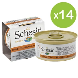 Schesir 无谷物猫罐头-吞拿鱼鲈鱼肉汁 70g X 14罐