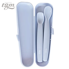 韓國tgm 嬰幼兒鉑金矽膠初及中階匙羹(連收納盒)- 兩件裝 灰藍色