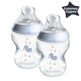 英國Tommee Tippee Natural Start PP 奶瓶-印花款 260ml 兩個裝 藍色