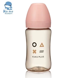 台湾KuKu Duck 纯真之瞳寛口PPSU奶瓶-300ml 粉红