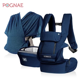 韩国Pognae Max Flow 万能四合一超凉感透气婴儿背带-深蓝色