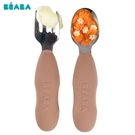 法國BEABA 不銹鋼學習匙叉套裝/ 棕色