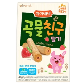 韩国Ivenet贝贝 糙米手指饼/ 草莓味 5g x 8条