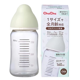 日本CHUCHU Multi Fit 闊身口徑 耐熱玻璃奶瓶-160ml
