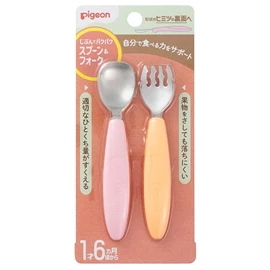 日本Pigeon 不鏽鋼學習匙叉套裝/ 水果色