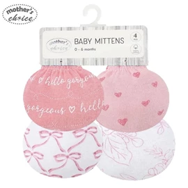 Mother's Choice 嬰兒純棉手套-4件裝 粉紅心心