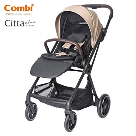日本Combi Citta Plus 自動收摺輕量雙向手推車/ 卡其