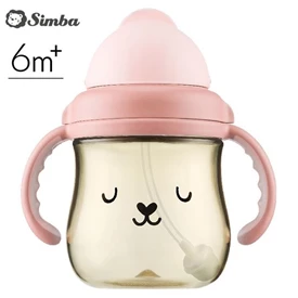 台灣小獅王 Simba 好樂飲PPSU防漏滑蓋學習水杯-250ml 悠悠粉