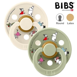 丹麥BIBS Colour 圓形乳膠安撫奶嘴/ 6-18M 姆明朋友 兩件裝