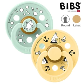 丹麥BIBS Colour 圓形乳膠安撫奶嘴/ 6-18M 姆明航海 兩件裝