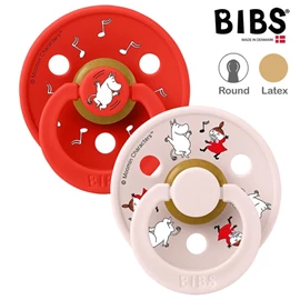 丹麥BIBS Colour 圓形乳膠安撫奶嘴/ 6-18M 姆明跳舞 兩件裝