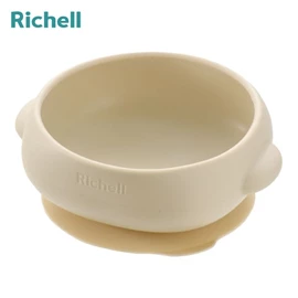日本Richell TLI 嬰幼兒好舀取矽膠吸盤碗/ 淺棕色