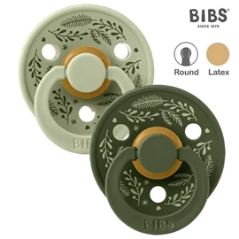 丹麥BIBS Colour 圓形乳膠安撫奶嘴/ 6-18M 兩件裝 Holiday 鼠尾草/獵人綠