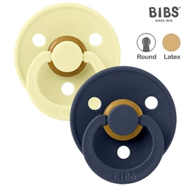 丹麥BIBS Colour 圓形乳膠安撫奶嘴/ 6-18M 兩件裝 月球/太空藍