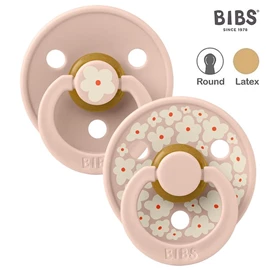 丹麥BIBS Colour 圓形乳膠安撫奶嘴/ 0-6M 兩件裝 茉莉花 粉紅